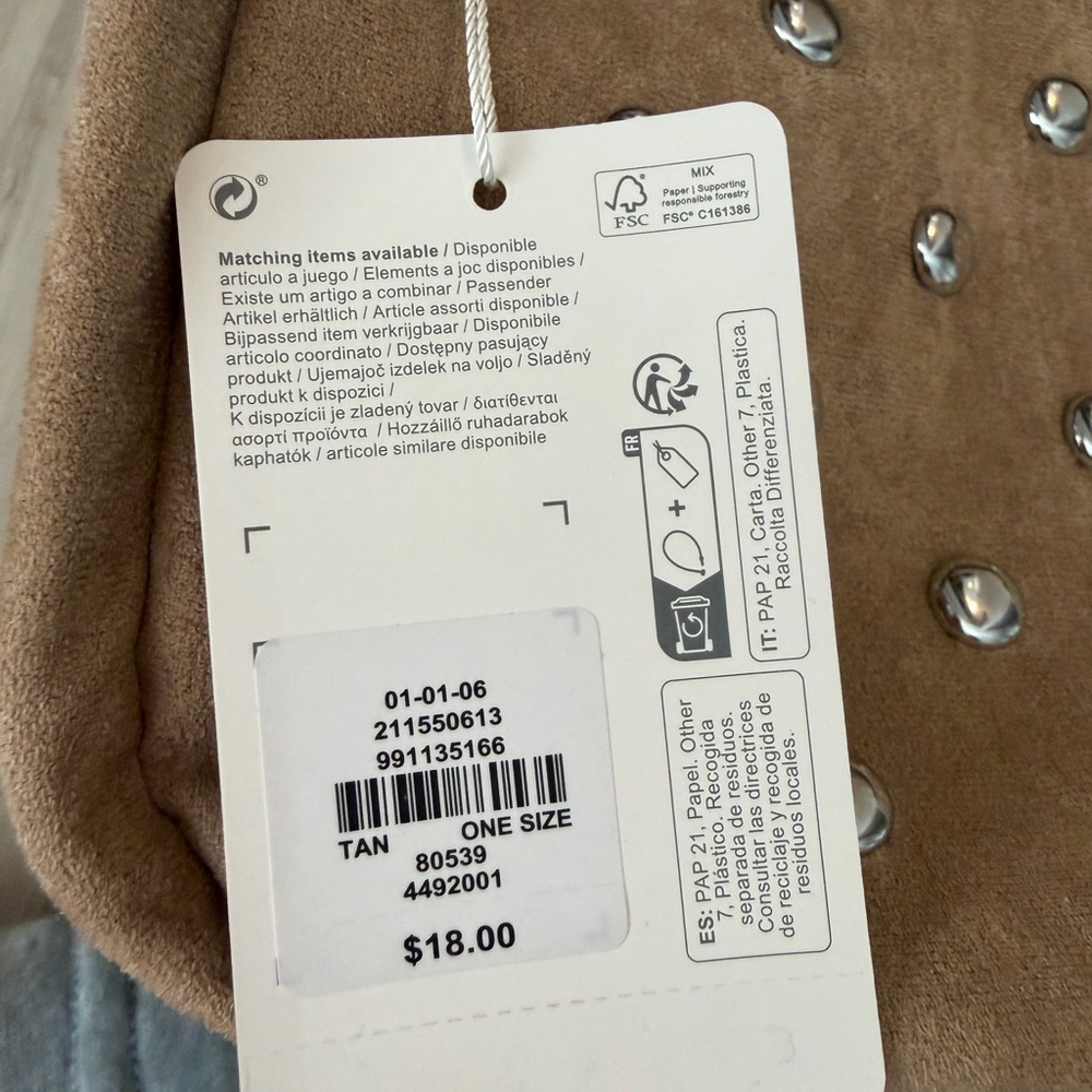 Studded Tan Shoulder Bag - Picture 4 of 11